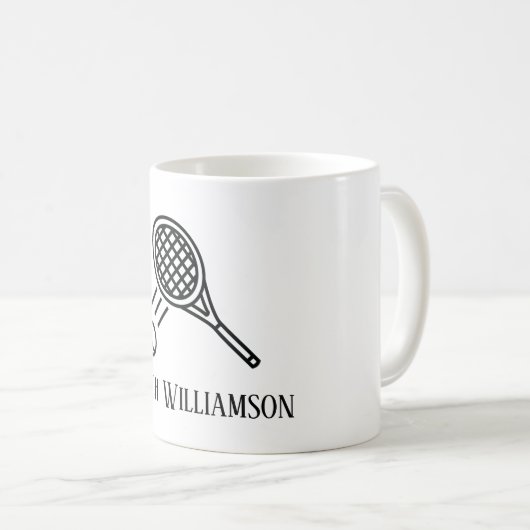 Mug Tennis Coach Nom Monogramme (Devant droit)