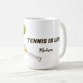 Mug Tennis de texte personnalisé (Devant droit)