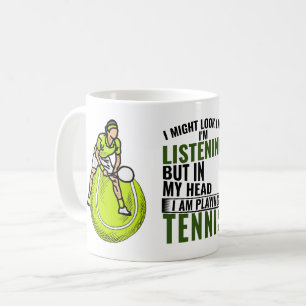 Mug Tennis drôle dire Ma tête joue au Tennis