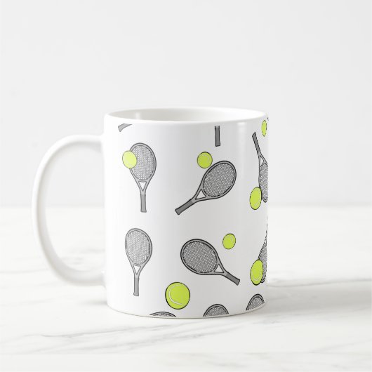 Mug Tennis Motif sans couture - Raquette et balle (Gauche)