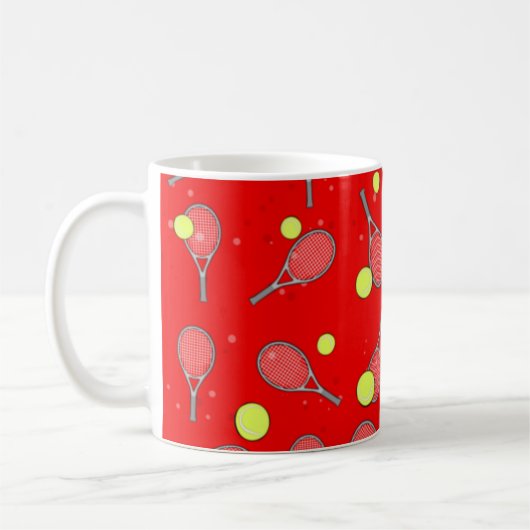 Mug Tennis Motif sans couture - Raquette et balle en r (Gauche)