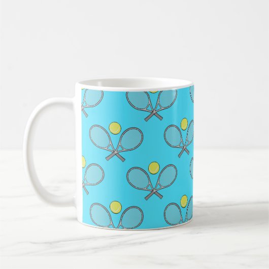 Mug Tennis Motif sans couture - Raquette et balle sur  (Gauche)