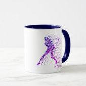Mug Tennis Pixels Rose Nom personnalisé (Devant droit)