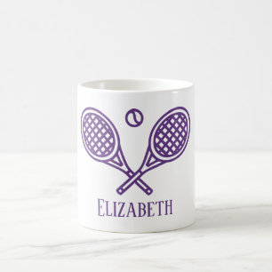 Mug Tennis Thème Purple Nom Monogramme