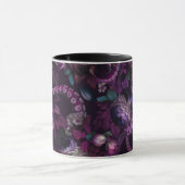 Mug Tentacle Gothique Rose Foncé Avec Fleurs (Centre)
