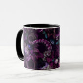 Mug Tentacle Gothique Rose Foncé Avec Fleurs (Devant gauche)