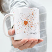 Mug Terme orange florale moderne nom script blanc