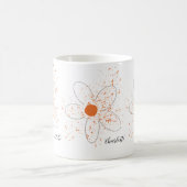 Mug Terme orange florale moderne nom script blanc (Centre)