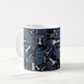 Mug Termes et pièces d'échecs Argent et bleu ID784 (Devant gauche)