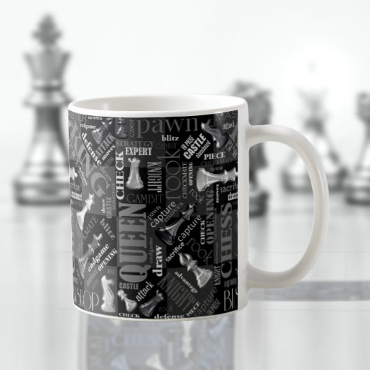 Mug Termes et pièces d'échecs noir et blanc ID784