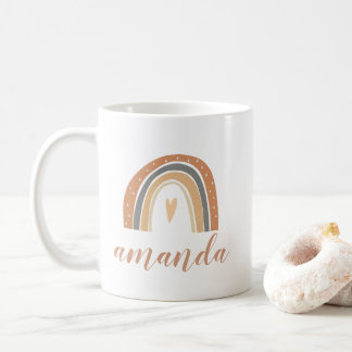 Mug Terracotta Bohemian Rainbow Script Nom personnalis
