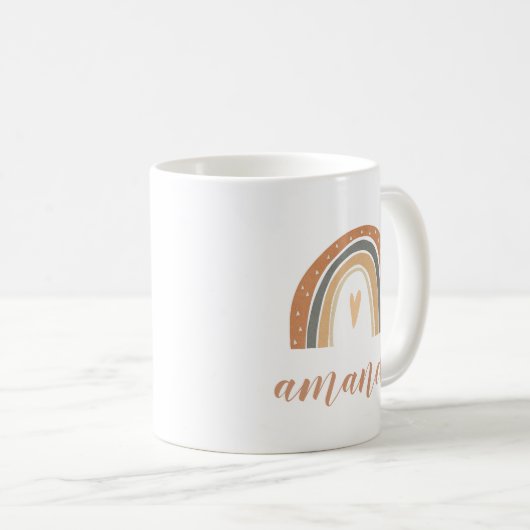 Mug Terracotta Bohemian Rainbow Script Nom personnalis (Devant droit)