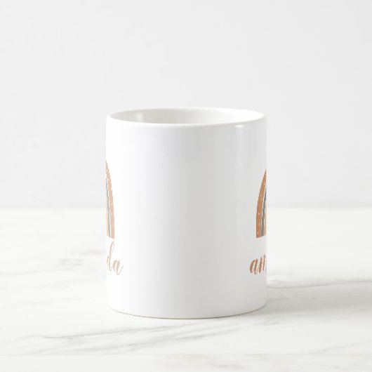 Mug Terracotta Bohemian Rainbow Script Nom personnalis (Centre)