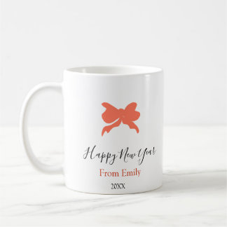 Mug Terracotta bow happy new year name year boho retro