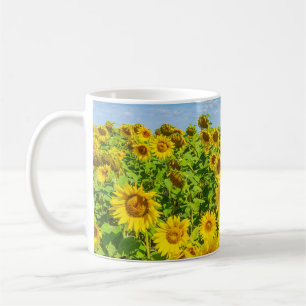Mug Terrain de tournesol, ensoleillé l'été.