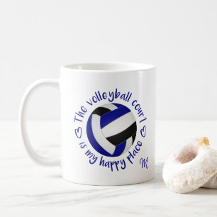Mug terrain de volley-ball noir bleu mon endroit heure
