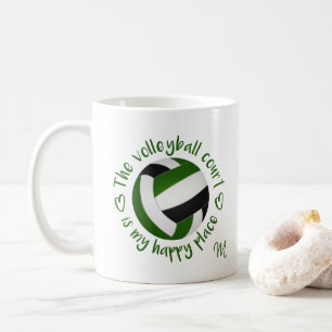 Mug terrain de volley-ball noir vert mon endroit heure