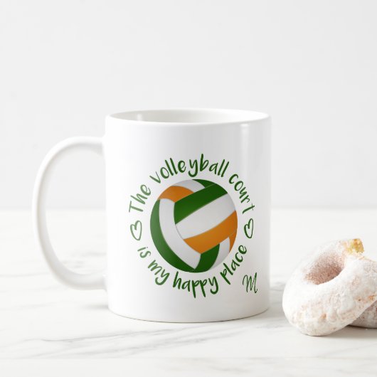 Mug terrain de volley-ball orange vert est mon endroit (Avec donut)