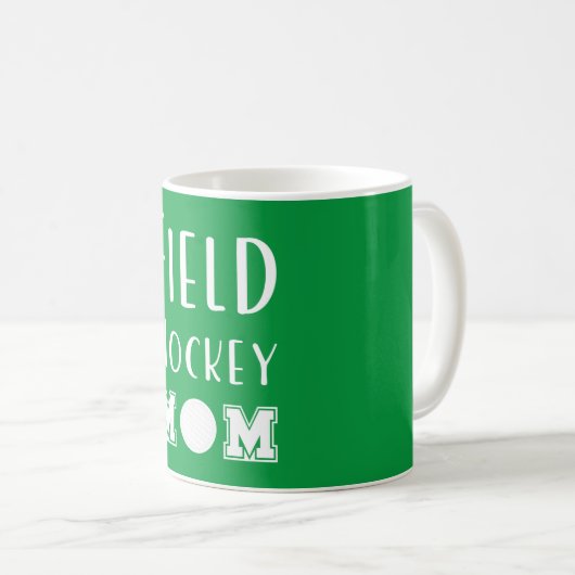 Mug Terrain Hockey Maman Vert Et Blanc Typographie Tex (Devant droit)