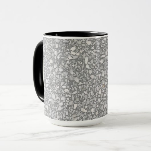 Mug Terrazzo gris et blanc moderne (Devant gauche)