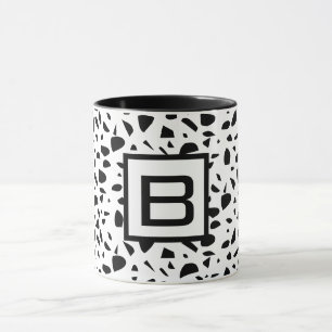 Mug Terrazzo noir blanc monogramme initial