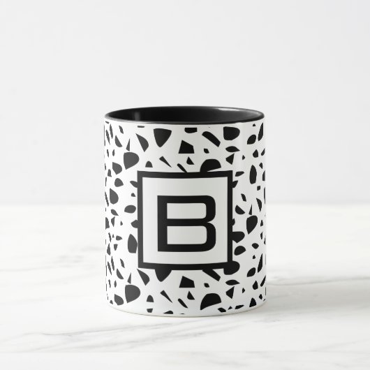 Mug Terrazzo noir blanc monogramme initial (Centre)
