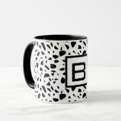 Mug Terrazzo noir blanc monogramme initial (Devant gauche)