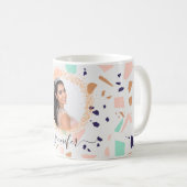Mug Terrazzo rose or menthe blanc nom photo (Devant droit)