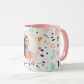 Mug Terrazzo rose or menthe blanc nom photo (Devant droit)