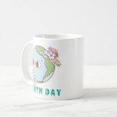 Mug Terre mignonne avec des fleurs Jour des terres joy (Devant gauche)