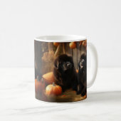 Mug Terre-Neuve Chiot Automne Citrouille de plaisir (Devant droit)