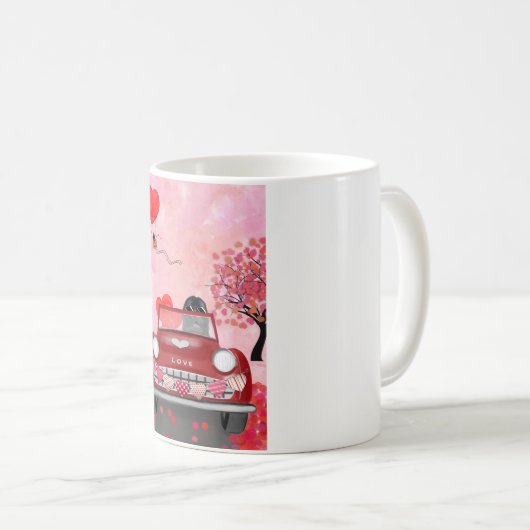 Mug Terre-Neuve en voiture avec le coeur (Devant droit)