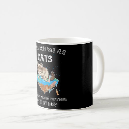 Mug Terre plate Chat Funny Kitten Univers Space Sci-Fi (Devant droit)