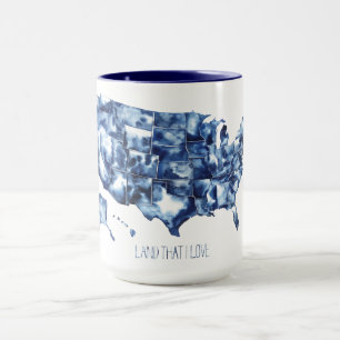 Mug Terre que j'aime - Carte des États-Unis