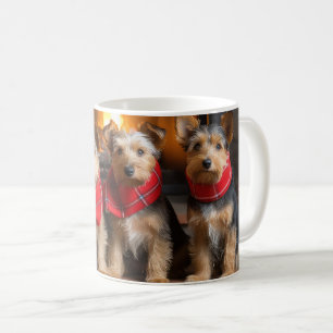 Mug Terrier Australien au coin du feu de Noël