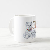 Mug Terrier Blanc de West Highland Maman et chiots (Devant gauche)