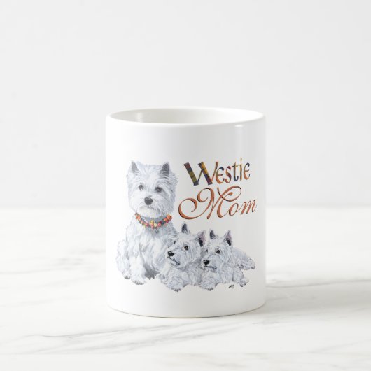 Mug Terrier Blanc de West Highland Maman et chiots (Centre)