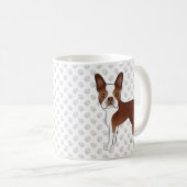 Mug Térrier de Boston rouge et blanc Dessin animé Chie (Devant droit)