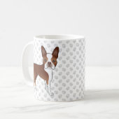 Mug Térrier de Boston rouge et blanc Dessin animé Chie (Devant gauche)