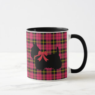 Mug Terrier écossais, chien d'Écosse, carreaux rose ch