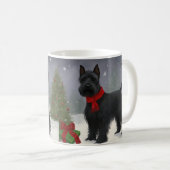Mug Térrier Écossais dans la neige de Noël (Devant droit)
