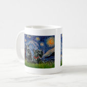 Mug Terrier écossais (deux noirs) - Nuit étoilée (Devant gauche)