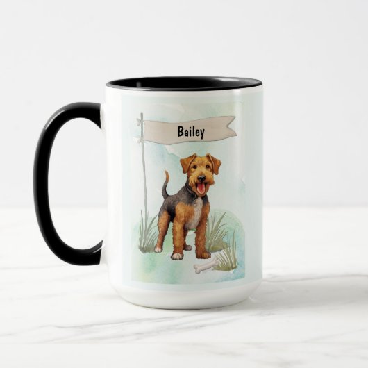 Mug Terrier Gallois Aquarelle Chien Personnalisé (Gauche)