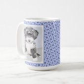 Mug Terrier tibétain peignant - art original mignon de (Devant gauche)