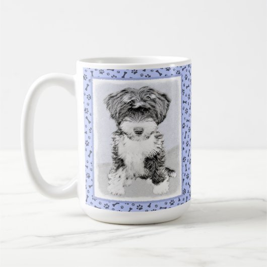 Mug Terrier tibétain peignant - art original mignon de (Gauche)