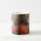 Mug Terrier Wirefox dans les feuilles d'automne chute  (Centre)