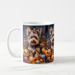 Mug Terrorisant Biewer Terrier Halloween avec citrouil