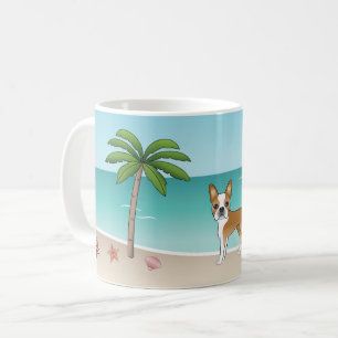 Mug Tervueren Boston Terrier sur une plage tropicale e