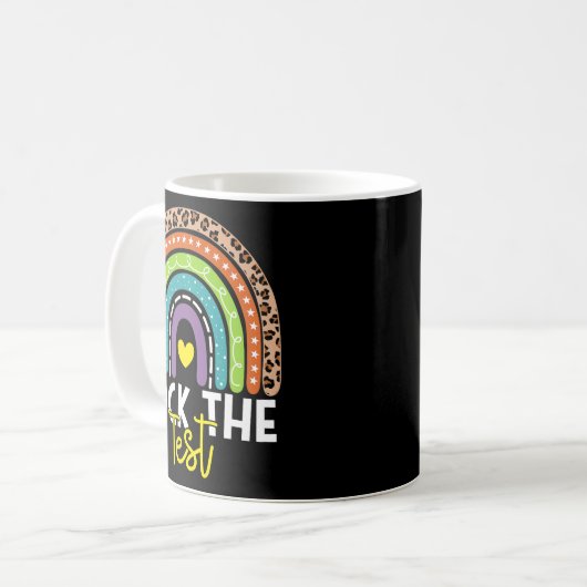 Mug Test Day Rock The Test Rainbow Teacher Test Day (Devant gauche)