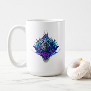 Mug Tête d'alien design tribal bleu et violet